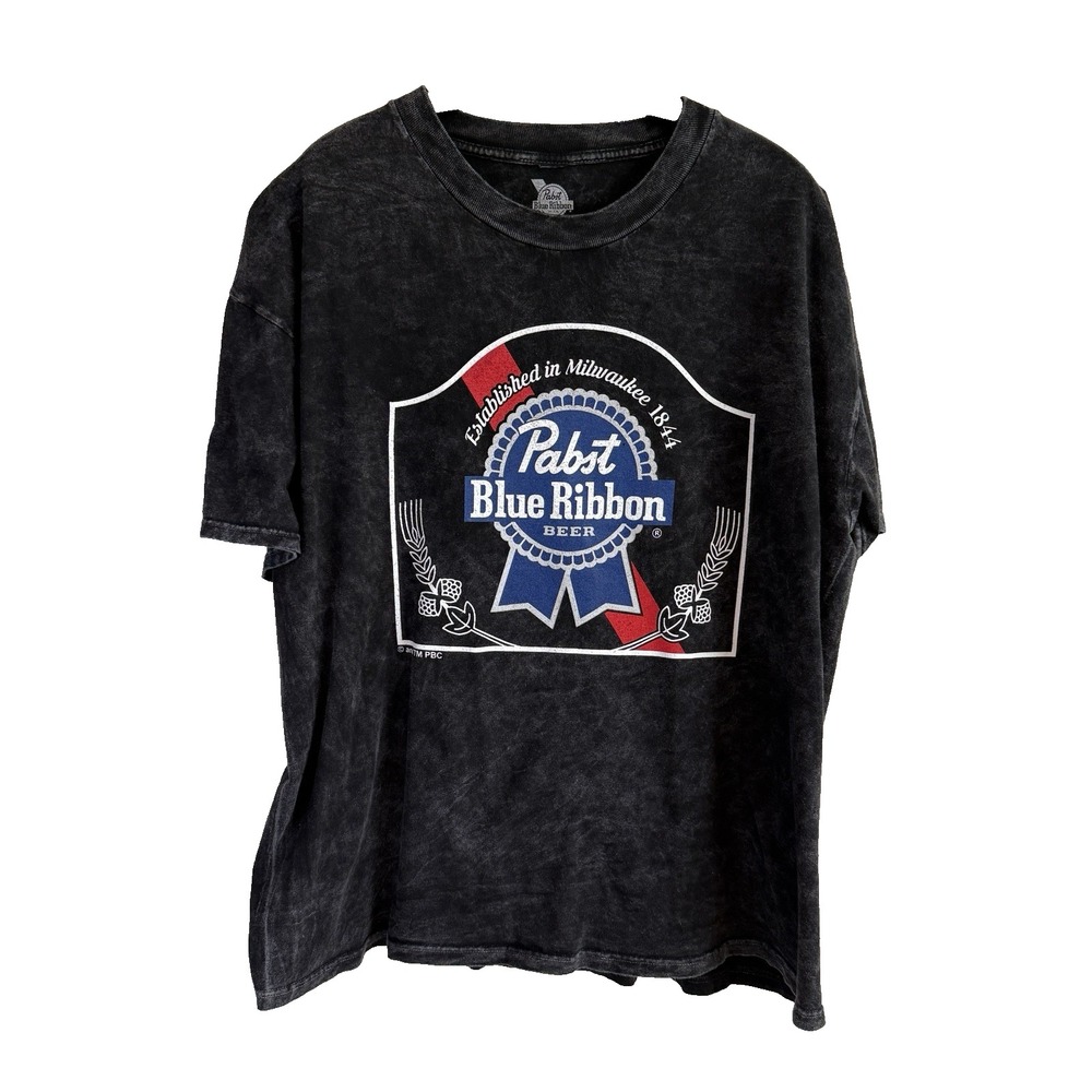Pabst Blue Ribbon Beer Brand T-Shirt Black 2X Graphic Streetwear Classic Retro